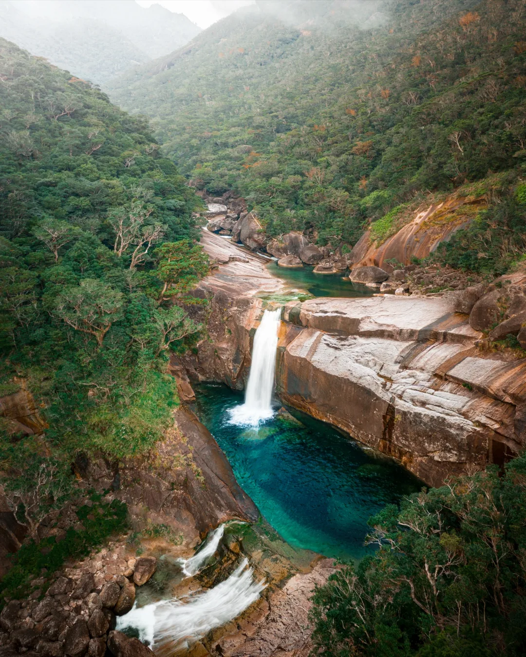 Waterfall pool in the cedar forest