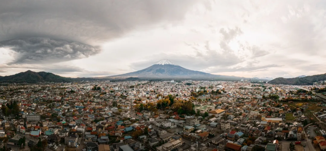 Mt Fuji over Kawaguchiko town